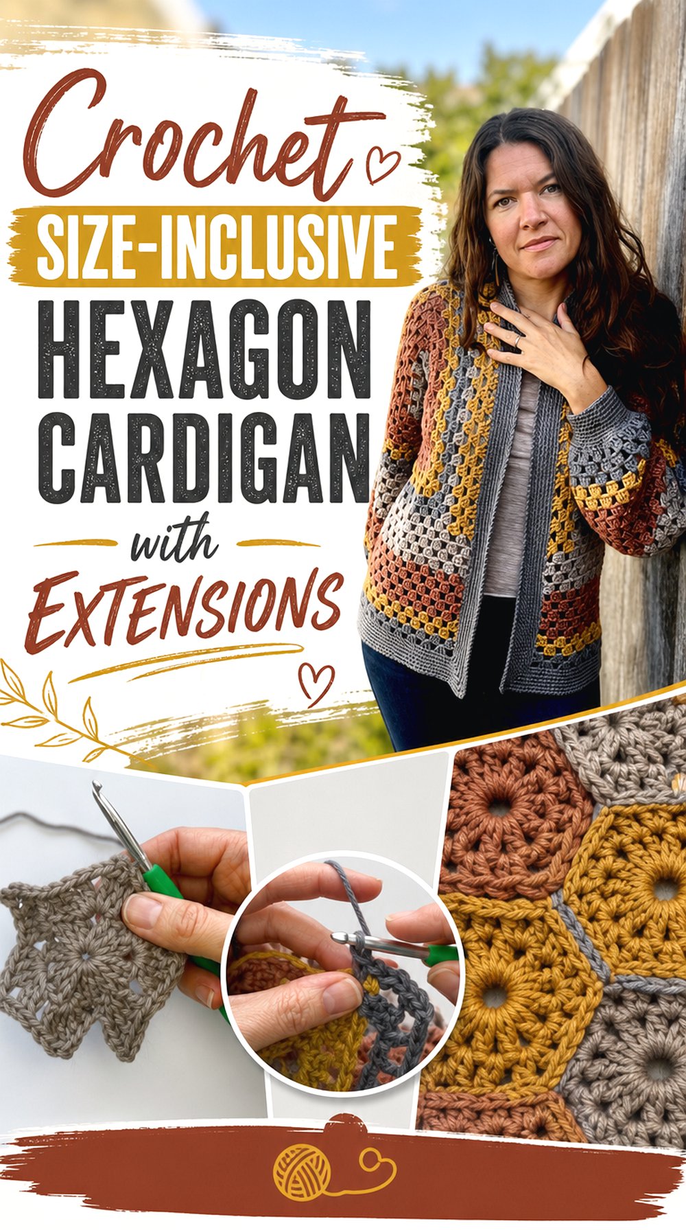 Crochet Size Inclusive Hexagon Cardigan with Extensions