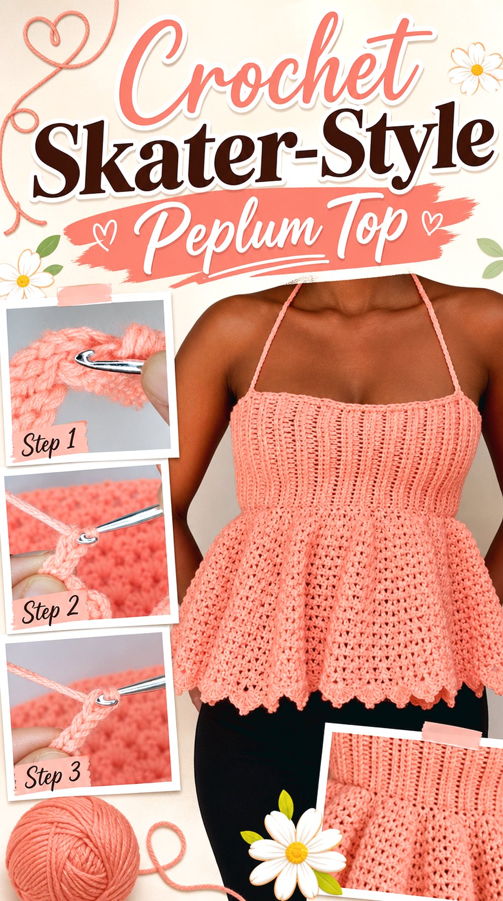 Crochet Skater Style Peplum Top