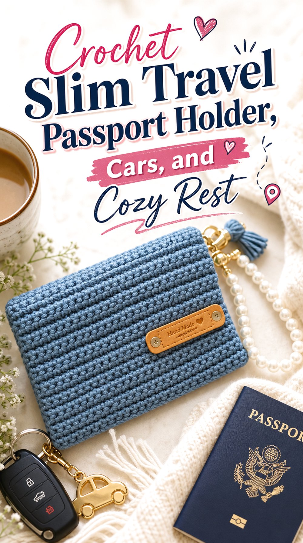 Crochet Slim Travel Passport Holder
