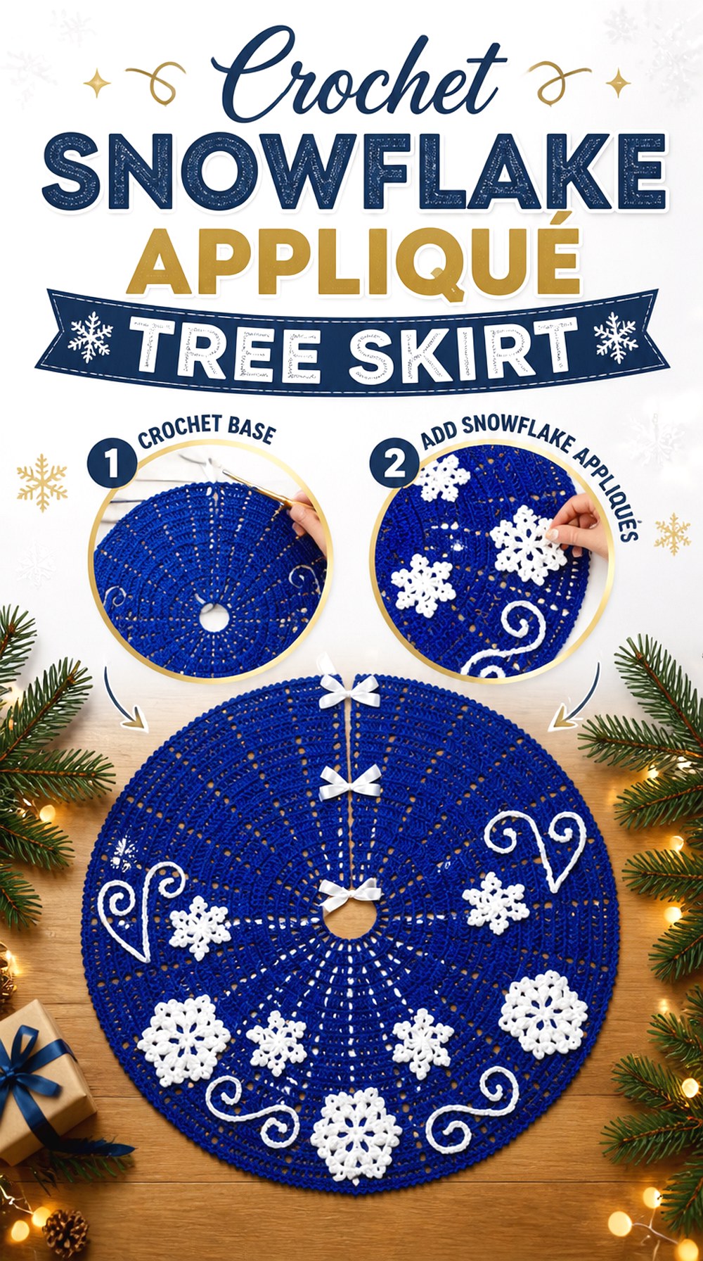 Crochet Snowflake Appliqué Tree Skirt