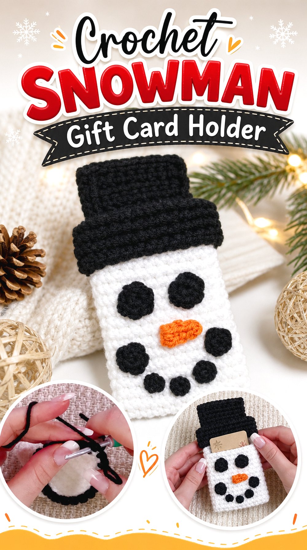 Crochet Snowman Gift Card Holder