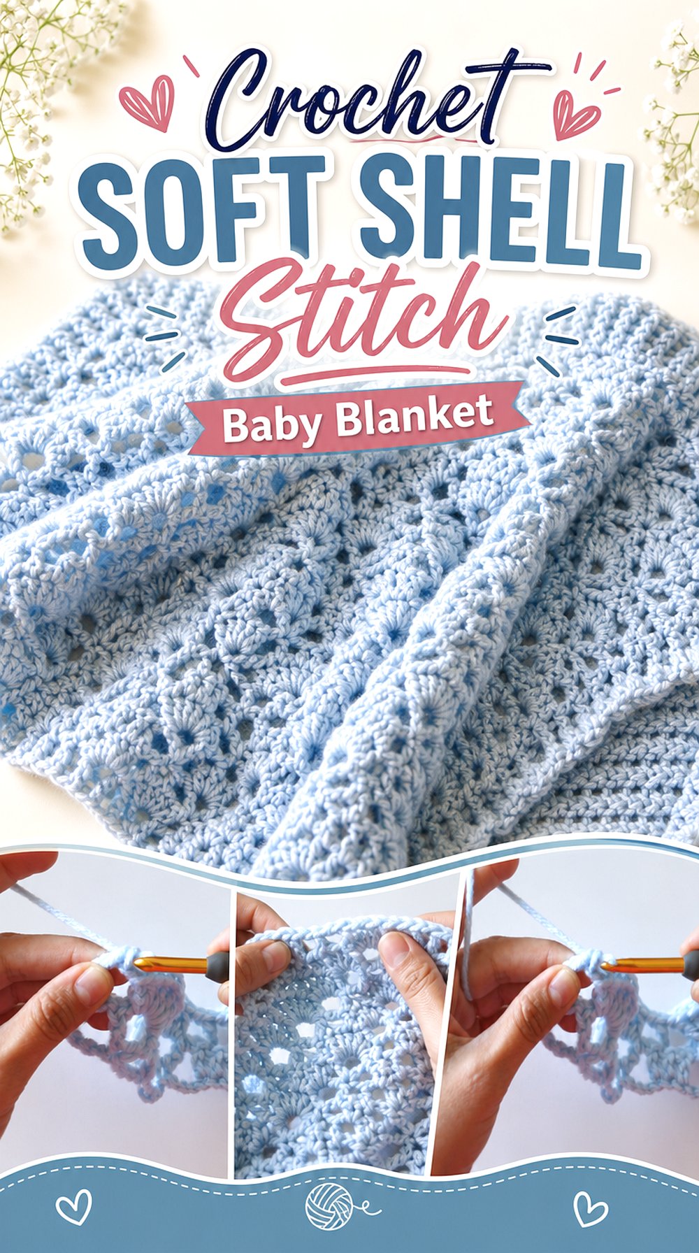 Crochet Soft Shell Stitch Baby Blanket