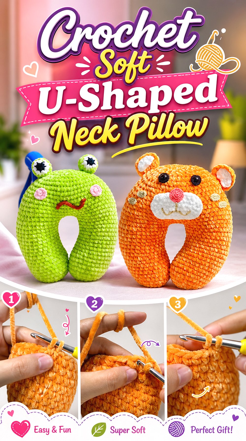 Crochet Soft U Shaped Neck Pillow