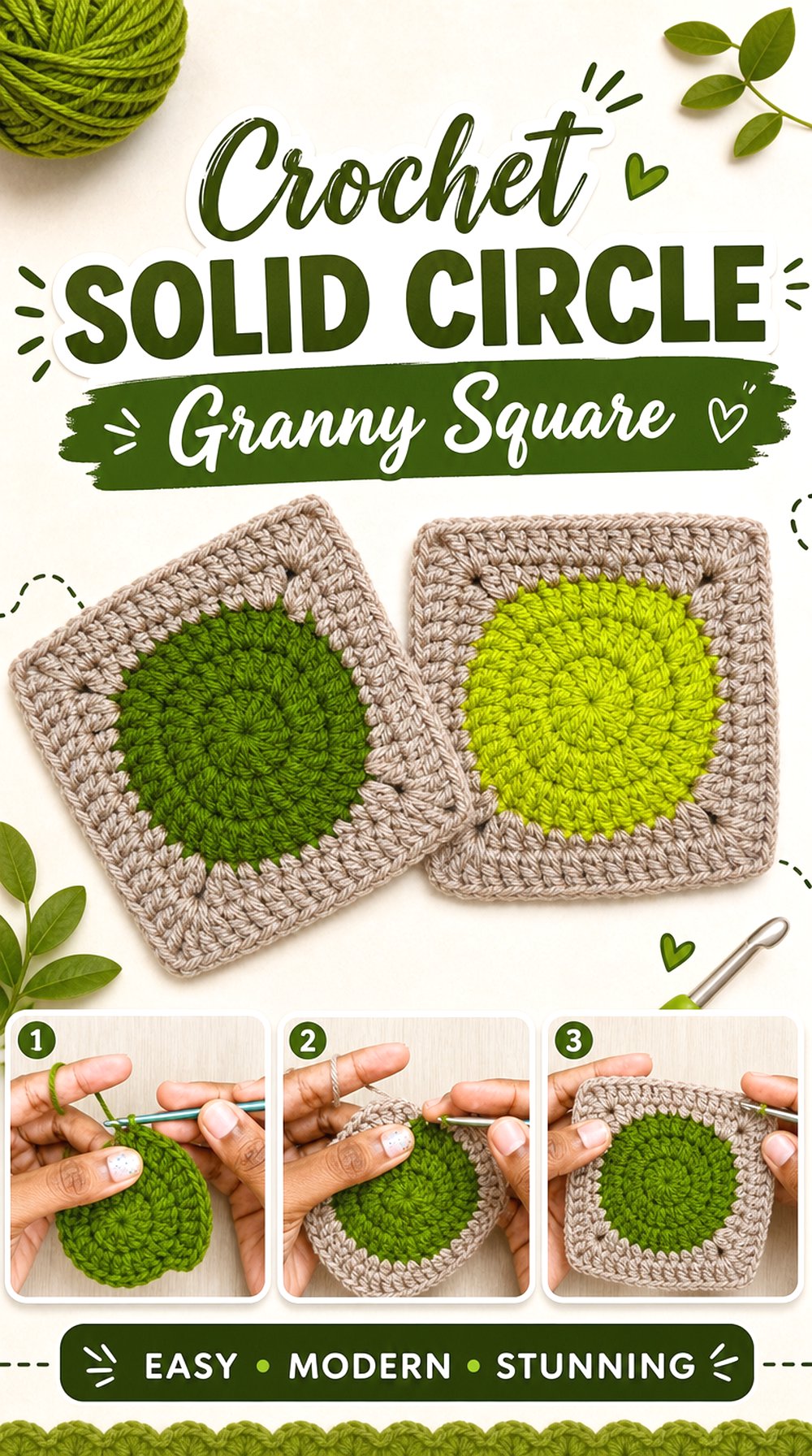 Crochet Solid Circle Granny Square