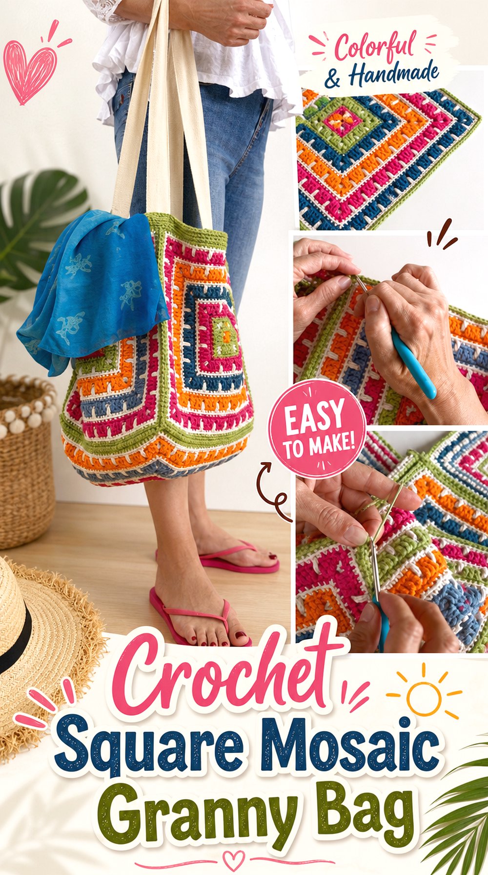 Crochet Square Mosaic Granny Bag
