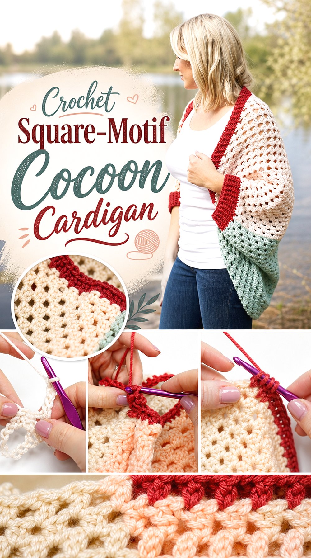 Crochet Square Motif Cocoon Cardigan