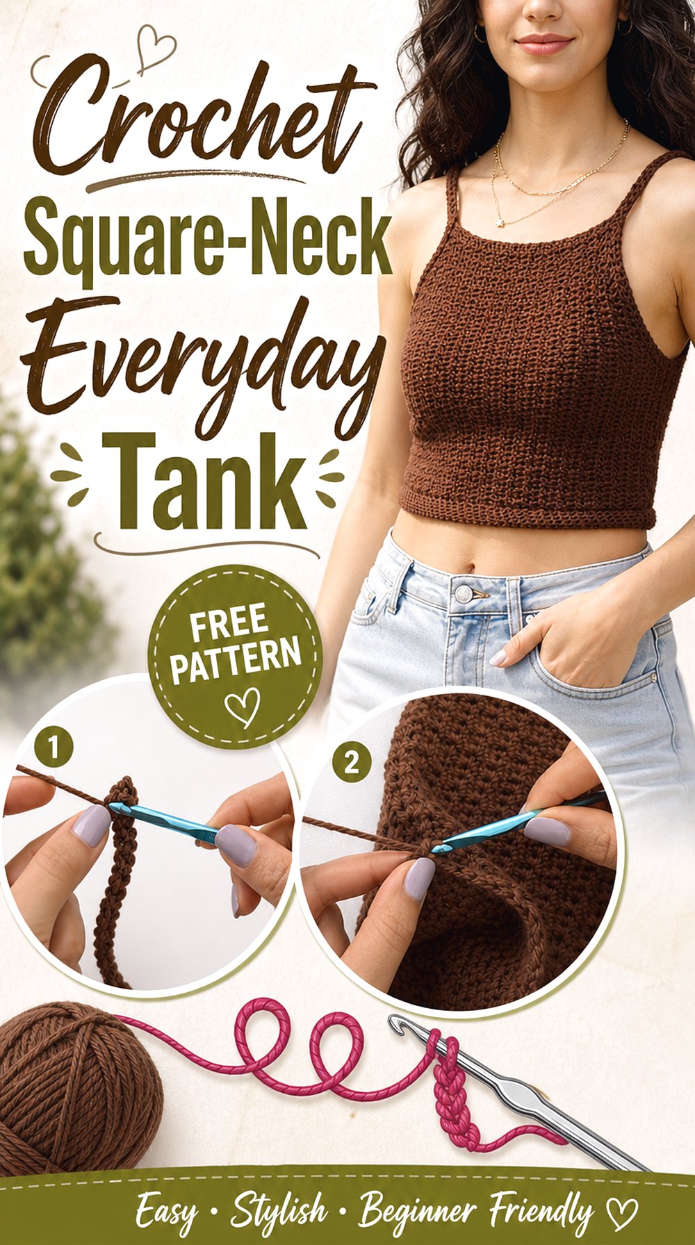 Crochet Square Neck Everyday Tank