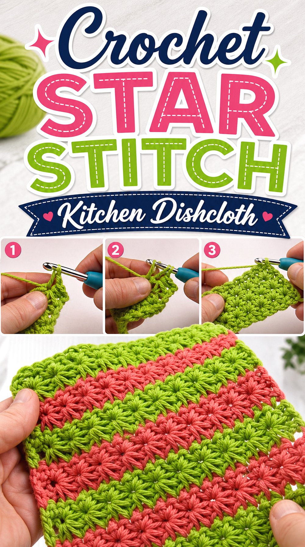 Crochet Star Stitch Kitchen Dishcloth