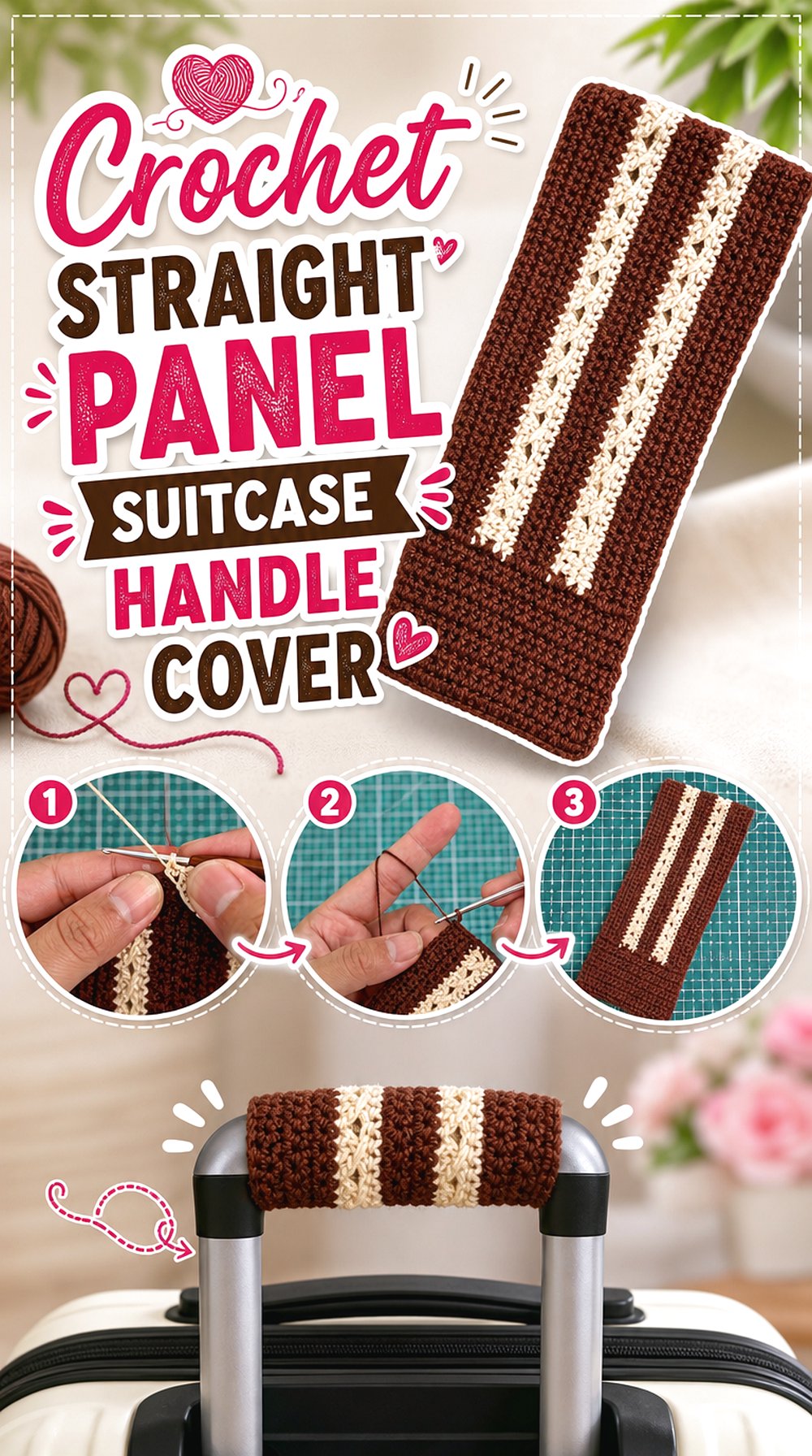 Crochet Straight Panel Suitcase Handle Cover