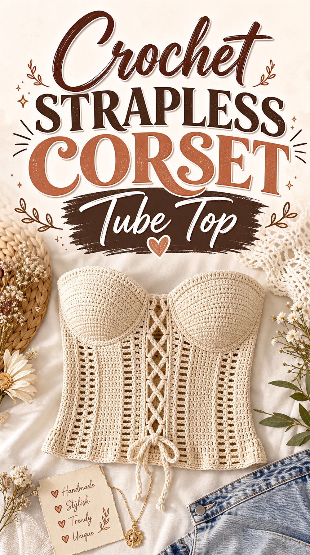 Crochet Strapless Corset Tube Top