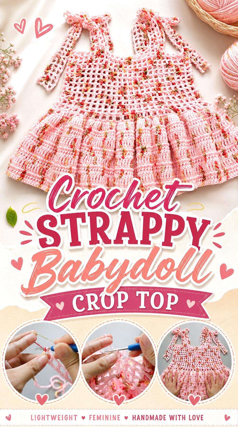 Crochet Strappy Babydoll Crop Top