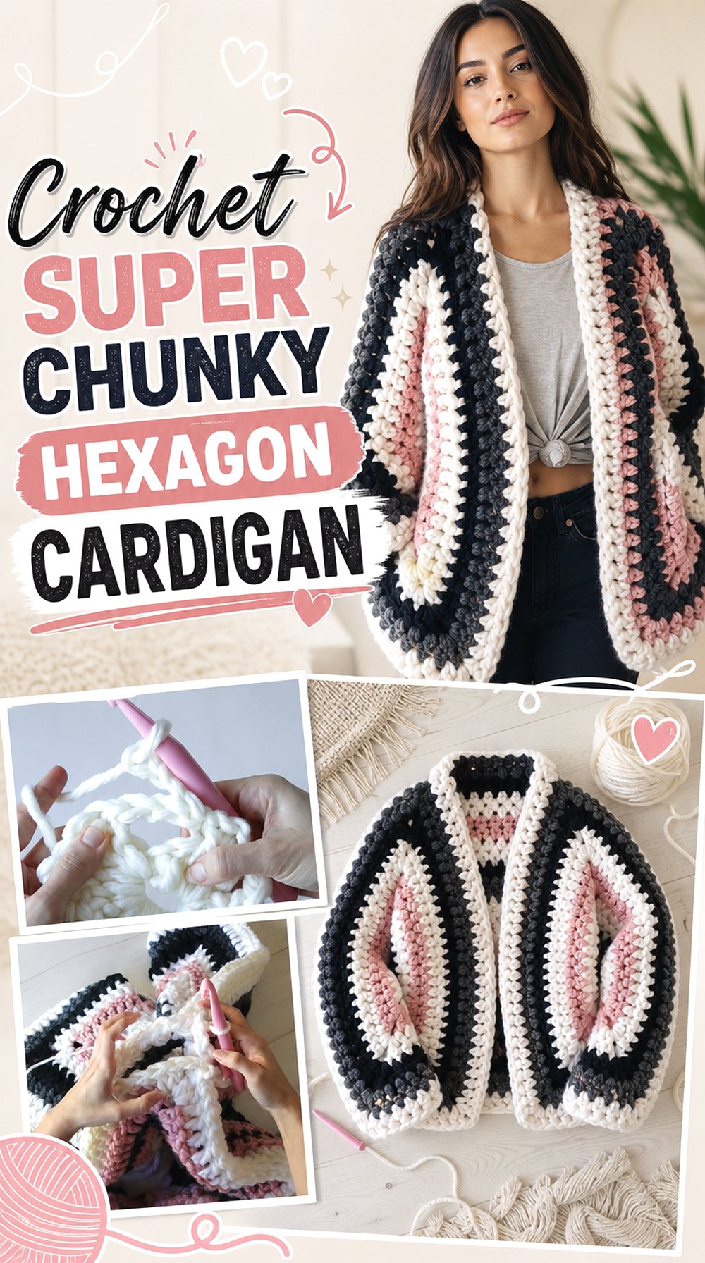 Crochet Super Chunky Hexagon Cardigan