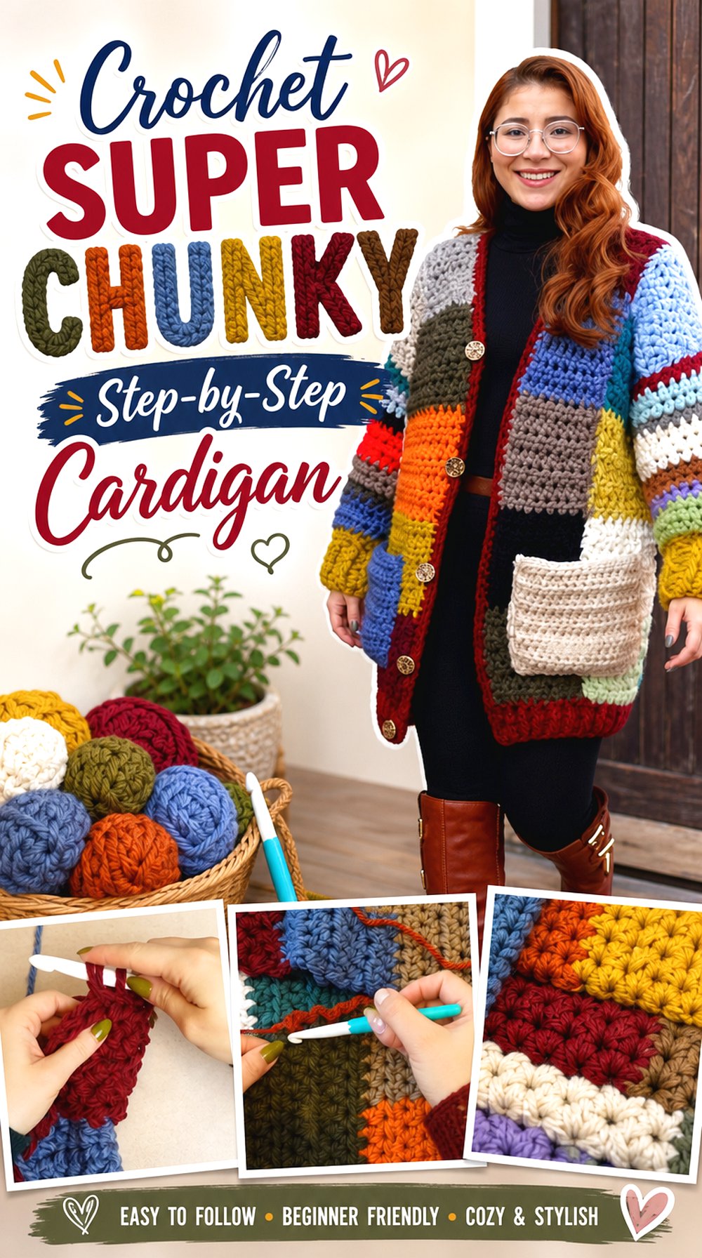 Crochet Super Chunky Step by Step Cardigan