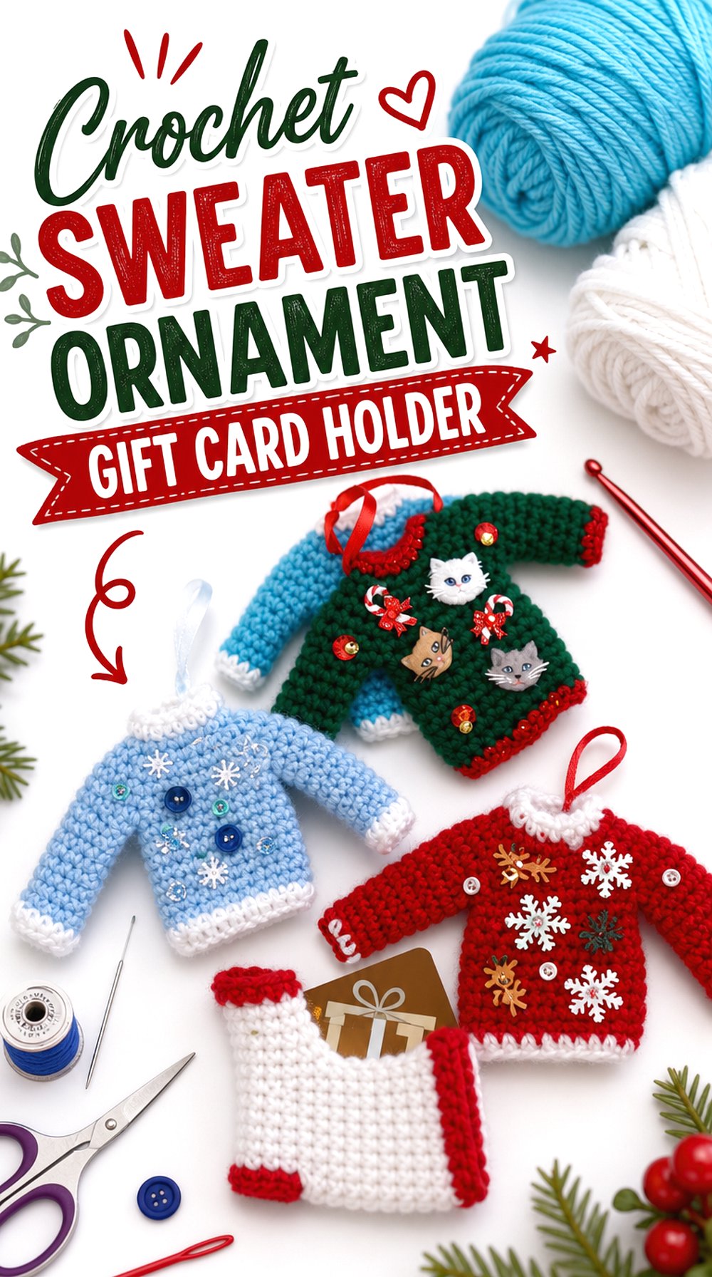 Crochet Sweater Ornament Gift Card Holder