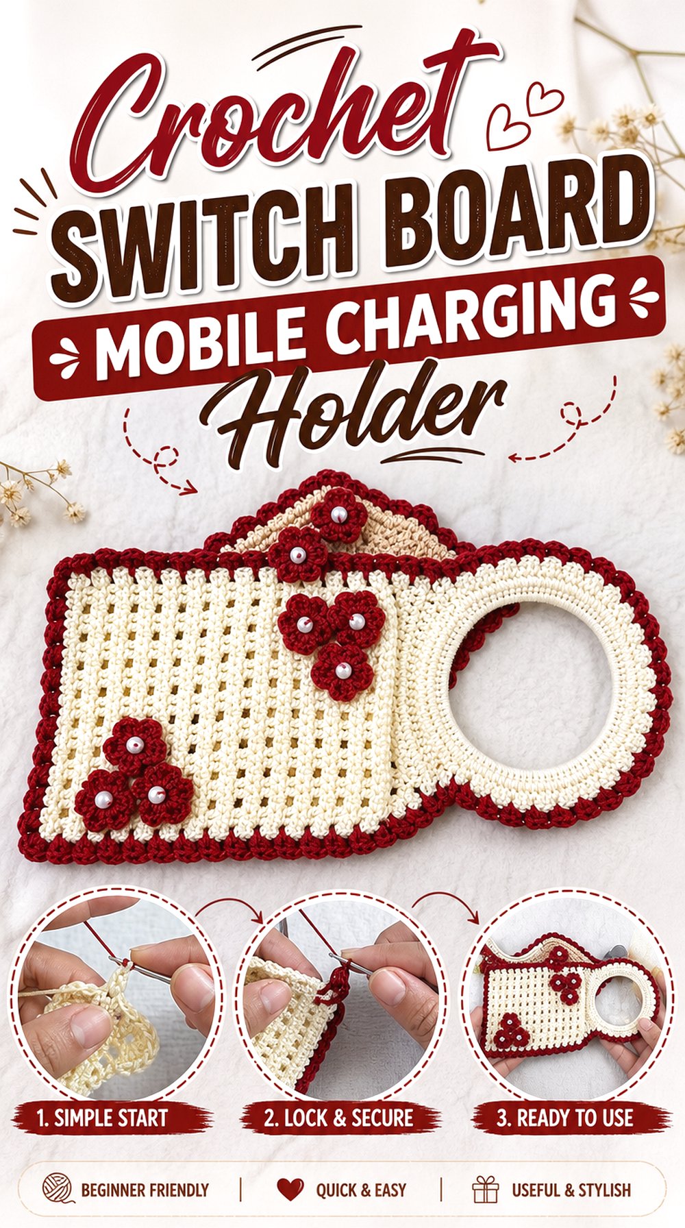 Crochet Switch Board Mobile Charging Holder