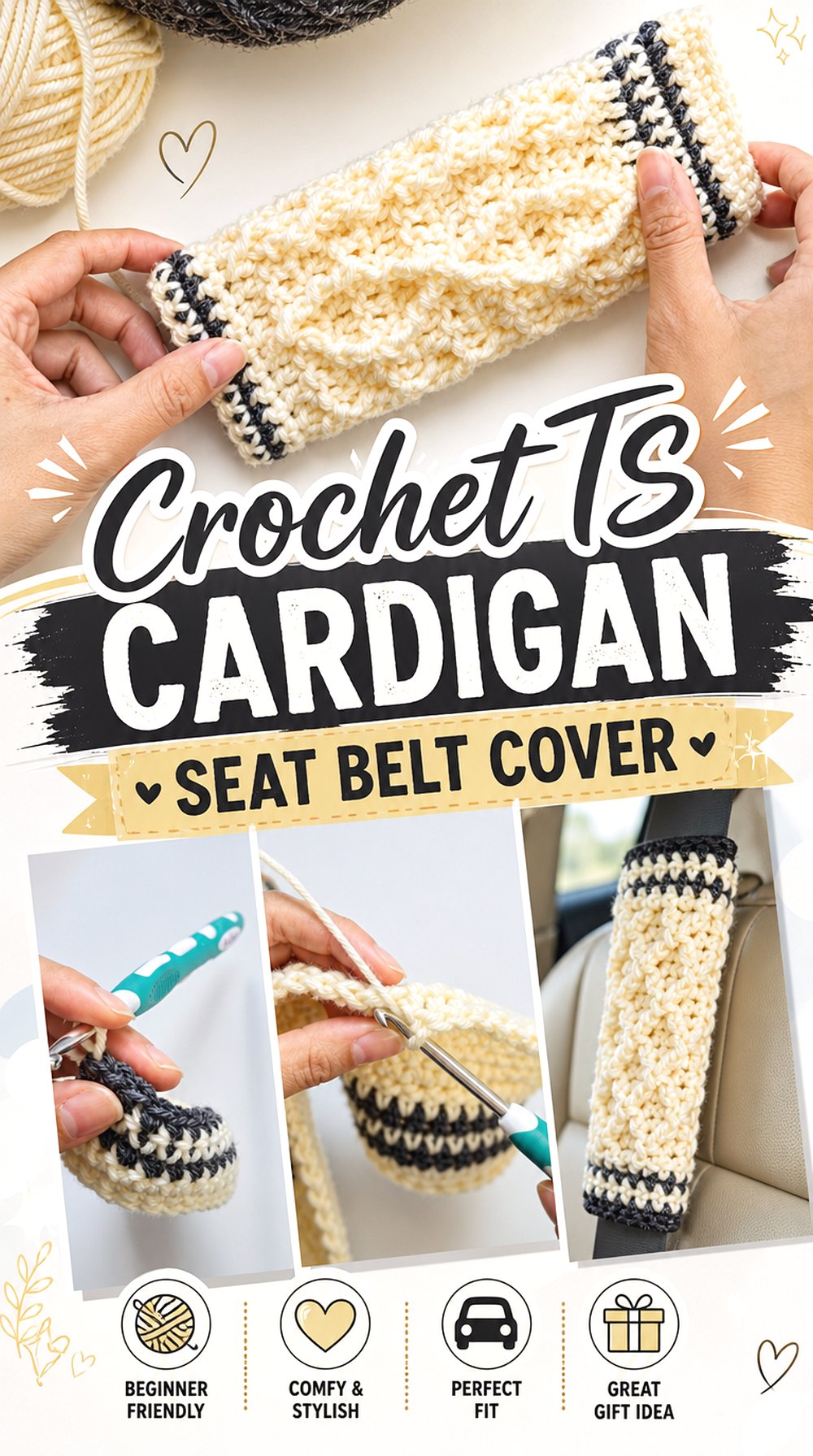 Crochet TS Cardigan Seat Belt Cover