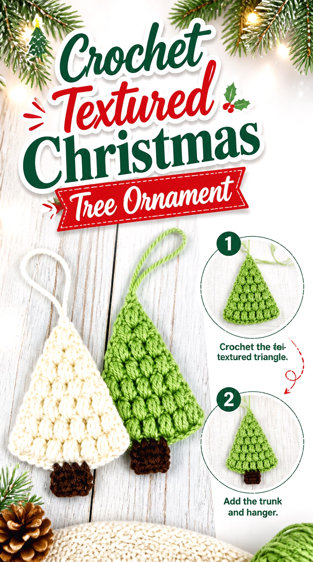 Crochet Textured Christmas Tree Ornament