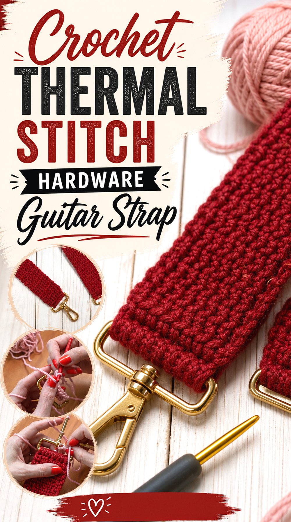Crochet Thermal Stitch Hardware Guitar Strap