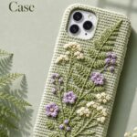Crochet Tiny Fern and Flower Phone Case