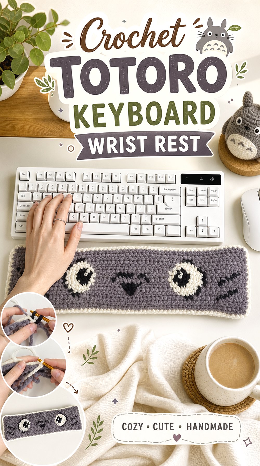 Crochet Totoro Keyboard Wrist Rest