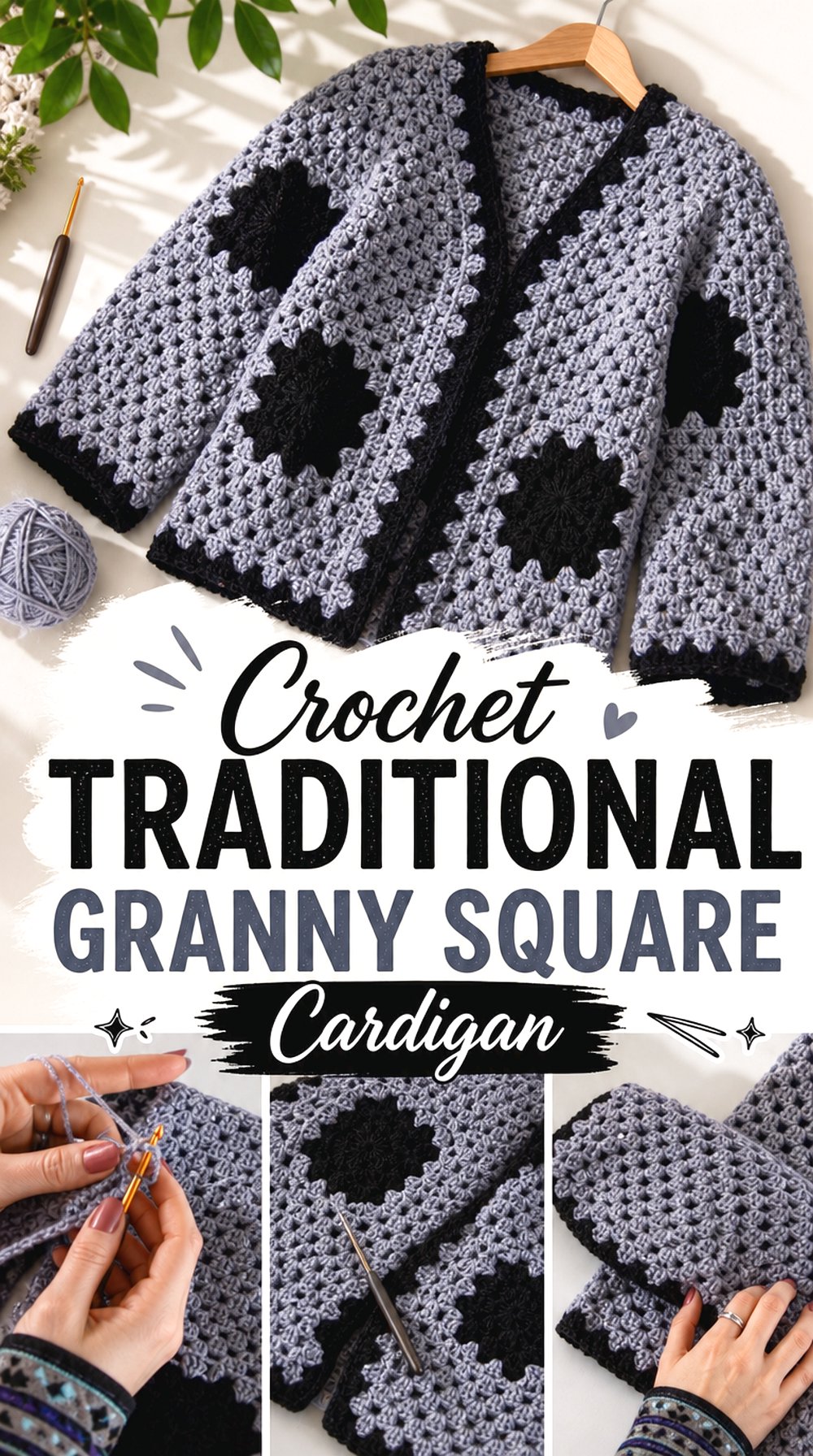 Crochet Traditional Granny Square Cardigan