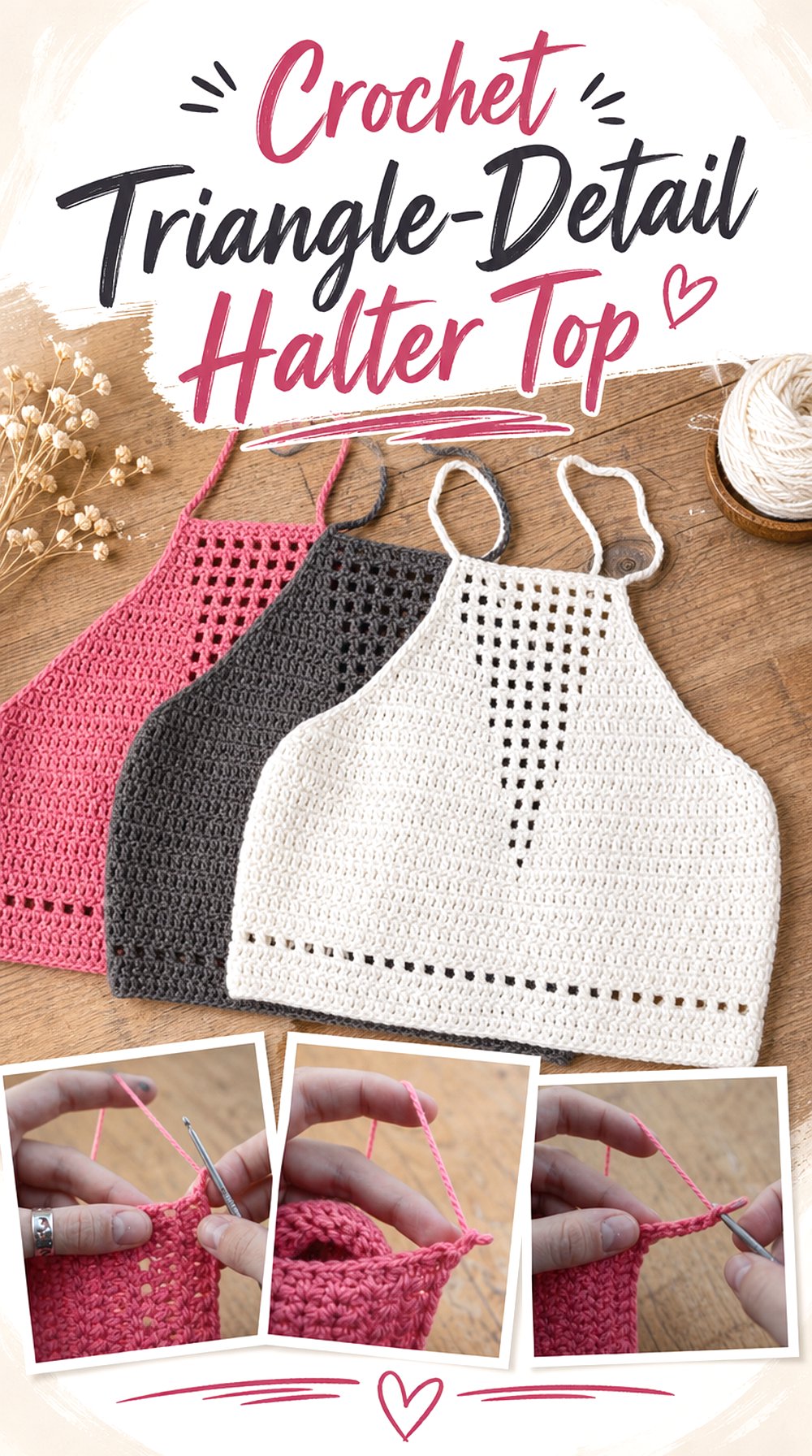 Crochet Triangle Detail Halter Top