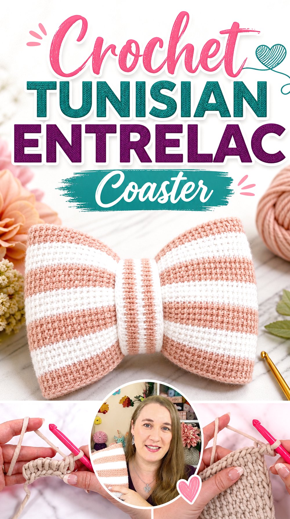 Crochet Tunisian Entrelac Coaster