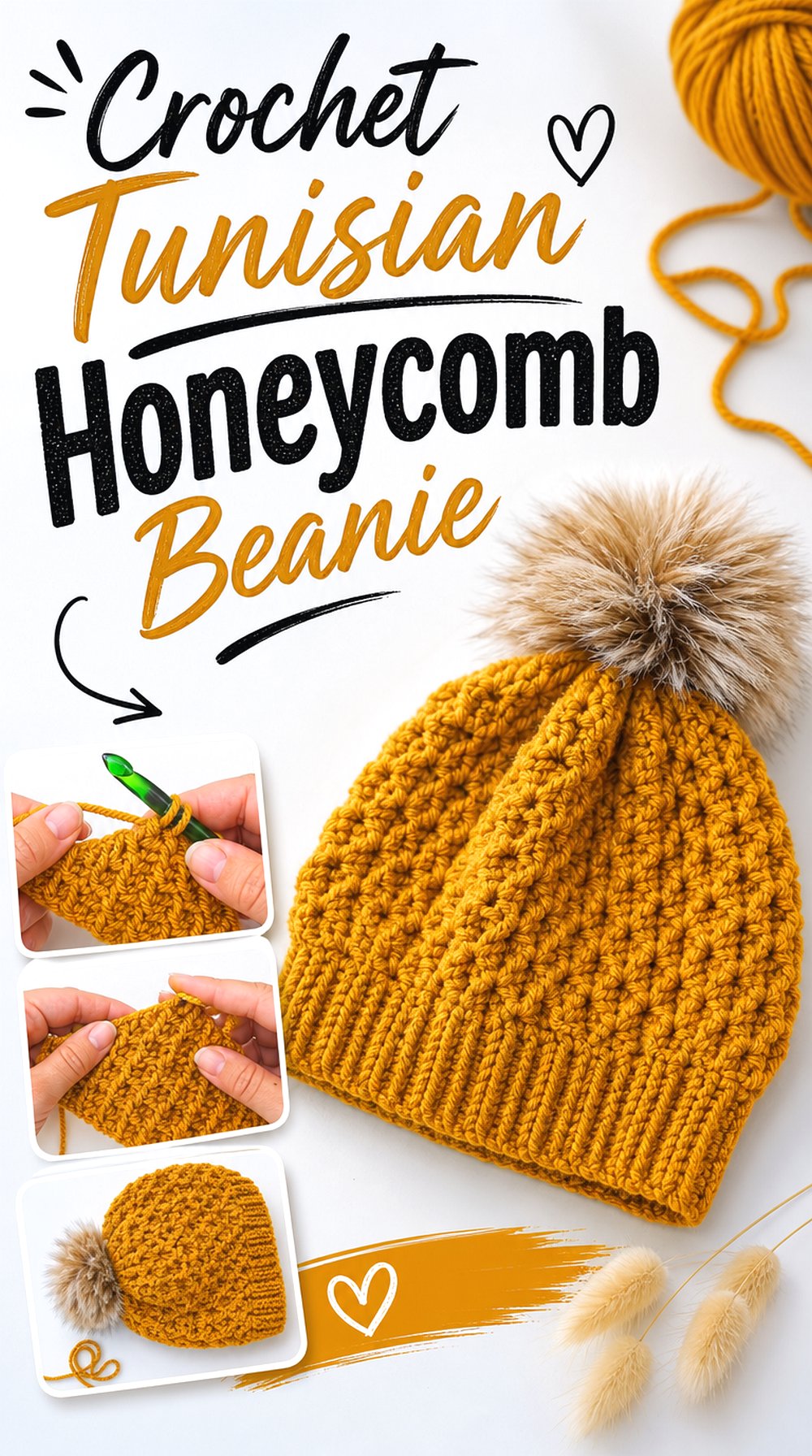Crochet Tunisian Honeycomb Beanie