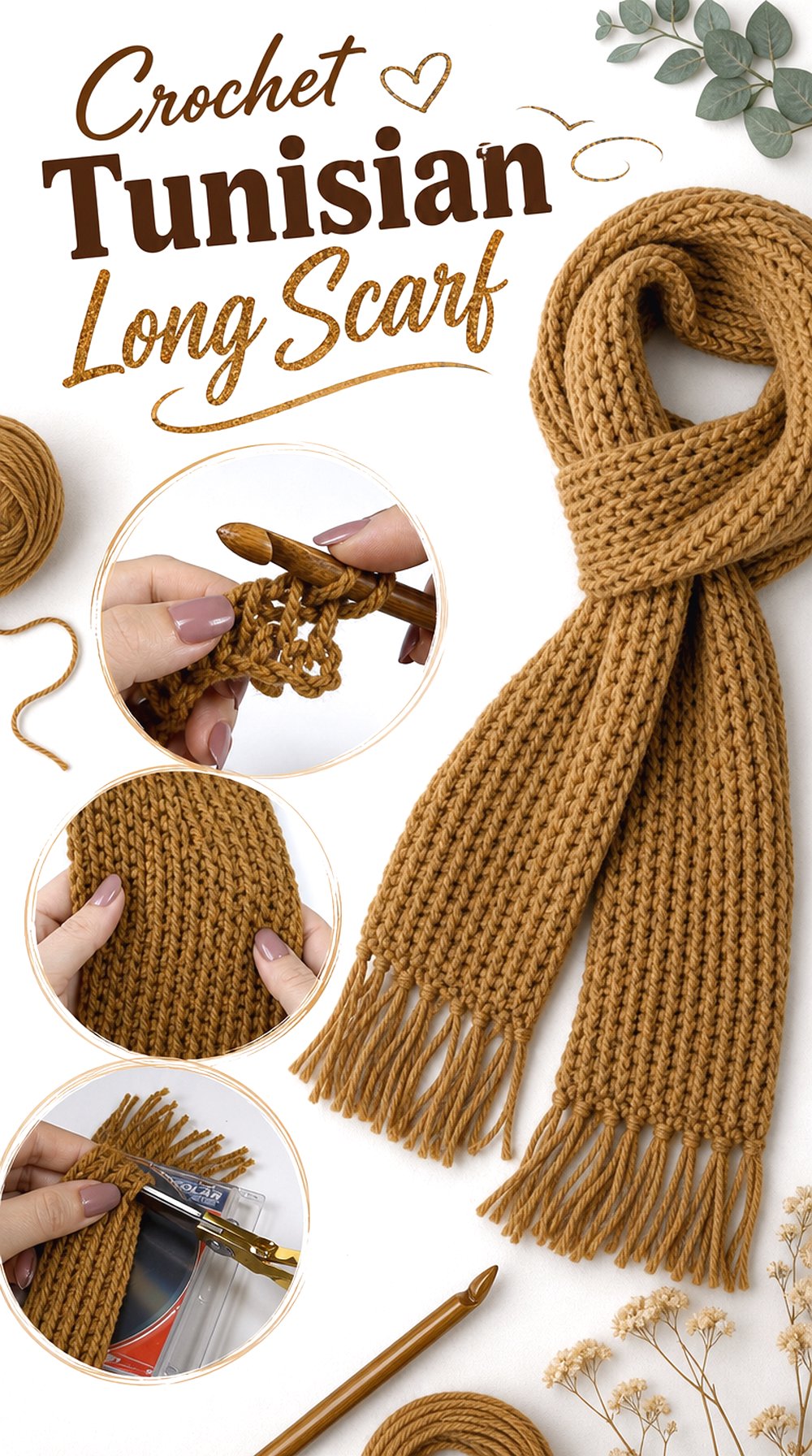 Crochet Tunisian Long Scarf