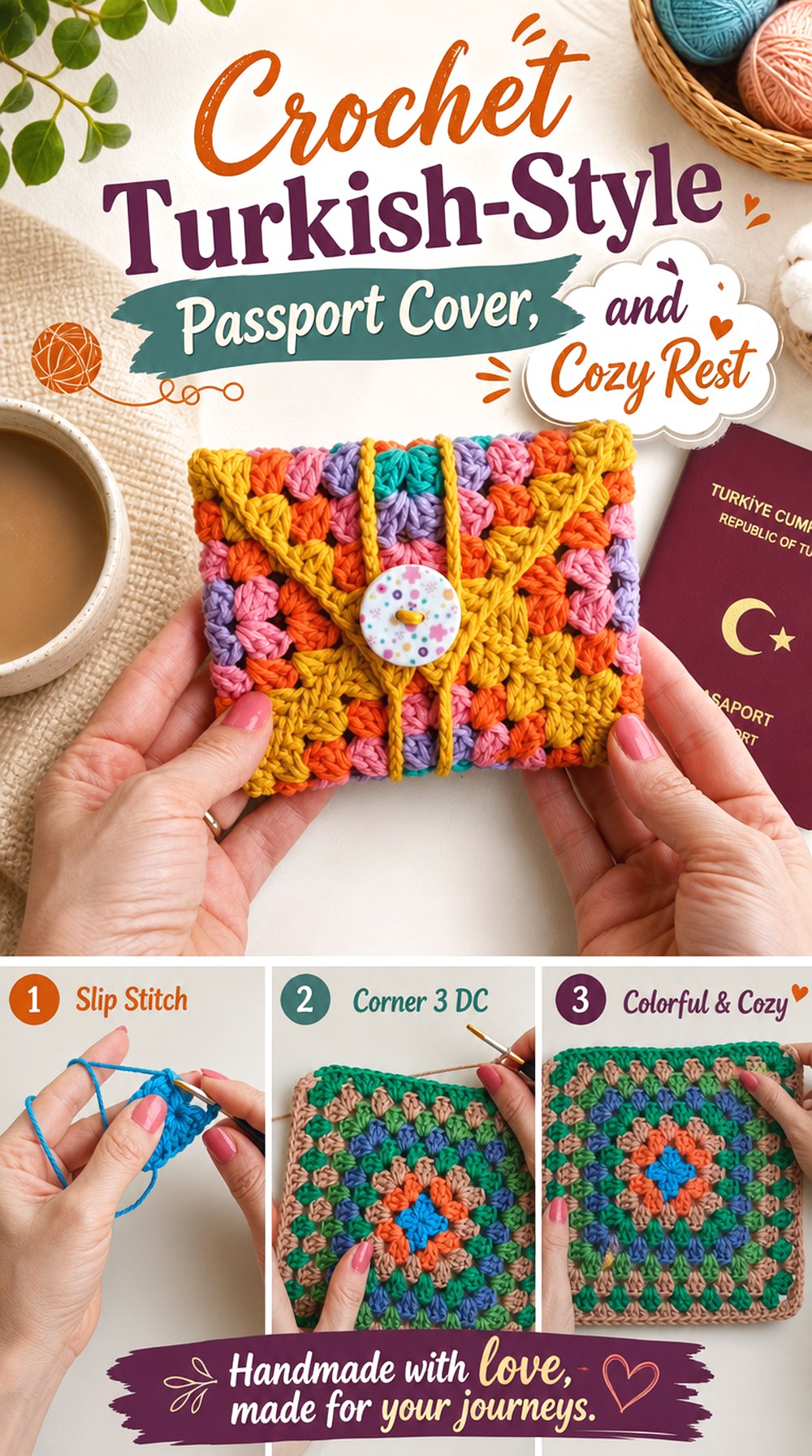 Crochet Turkish Style Passport Cover