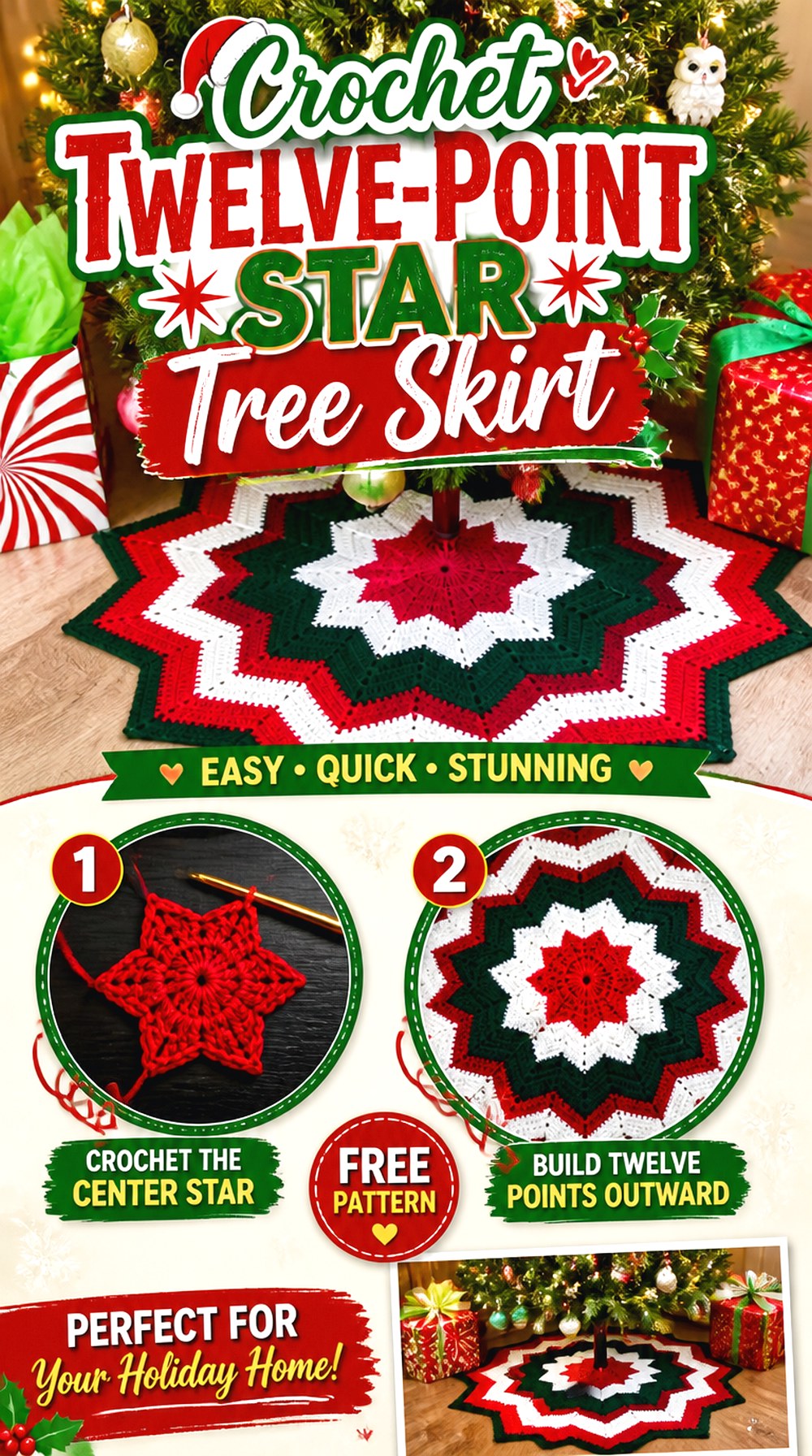Crochet Twelve Point Star Tree Skirt