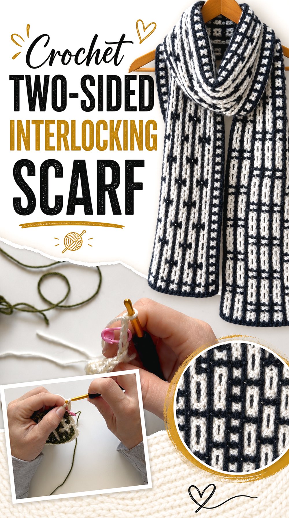 Crochet Two Sided Interlocking Scarf