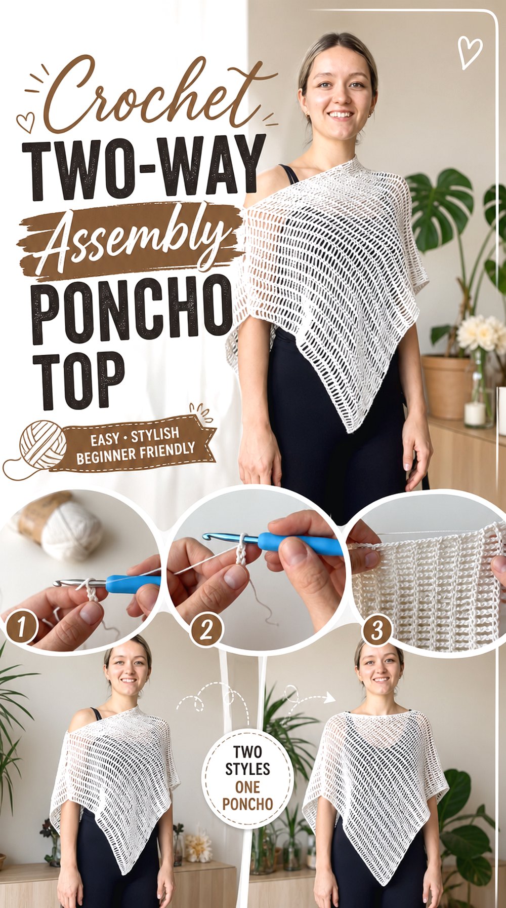 Crochet Two Way Assembly Poncho Top
