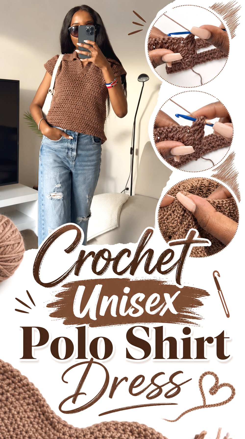 Crochet Unisex Polo Shirt Dress