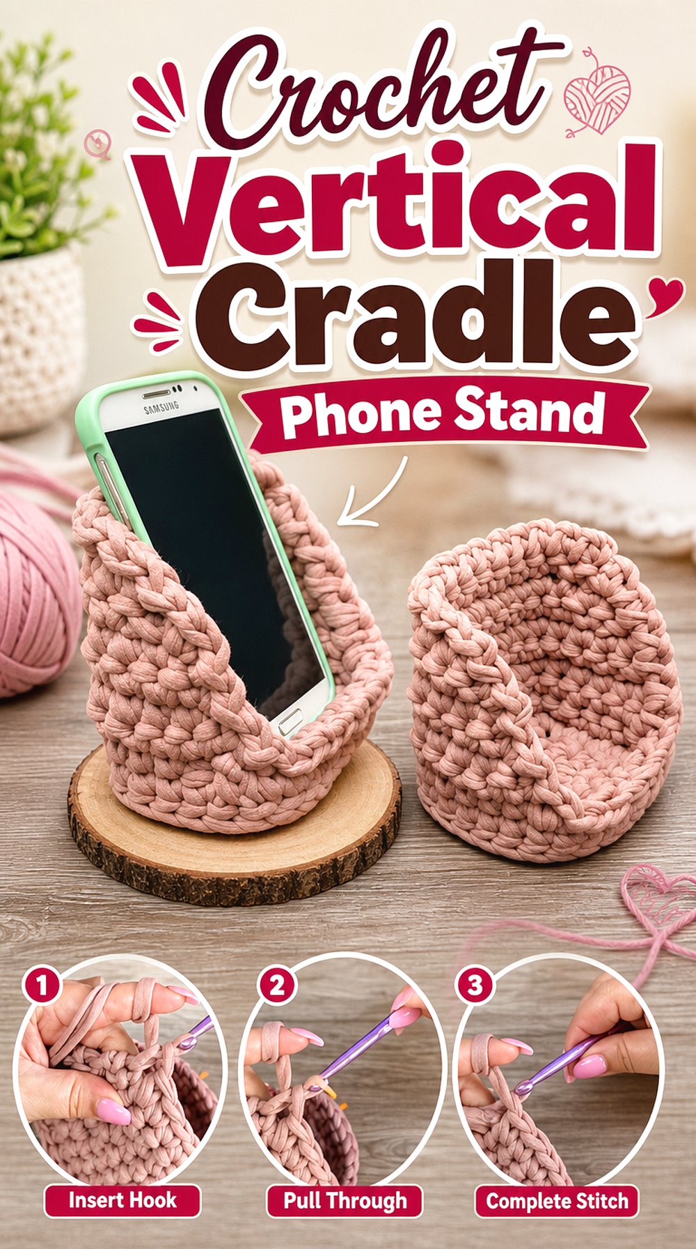 Crochet Vertical Cradle Phone Stand