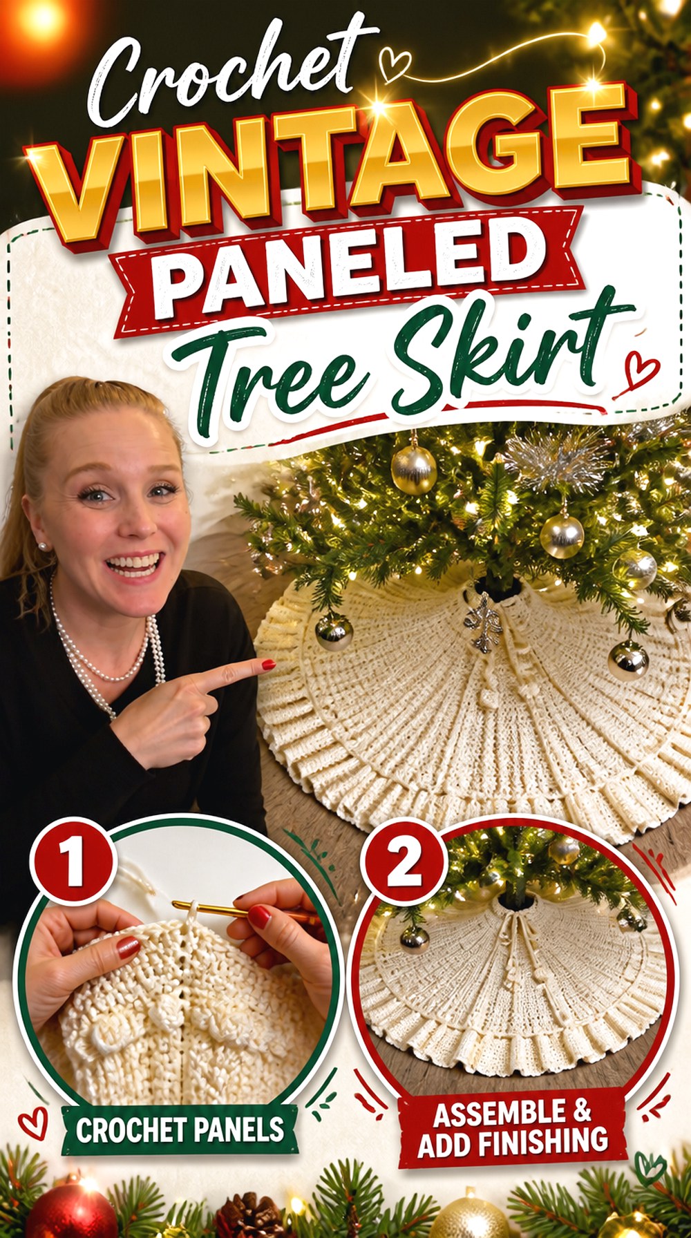 Crochet Vintage Paneled Tree Skirt