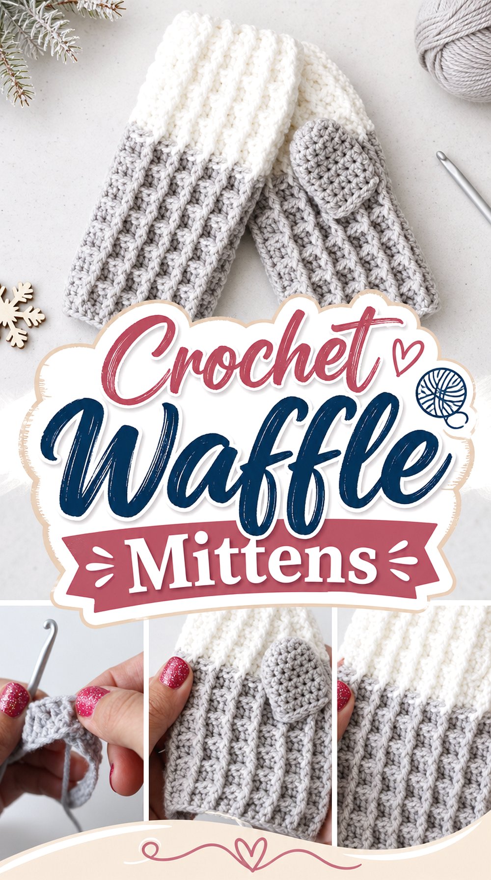 Crochet Waffle Mittens