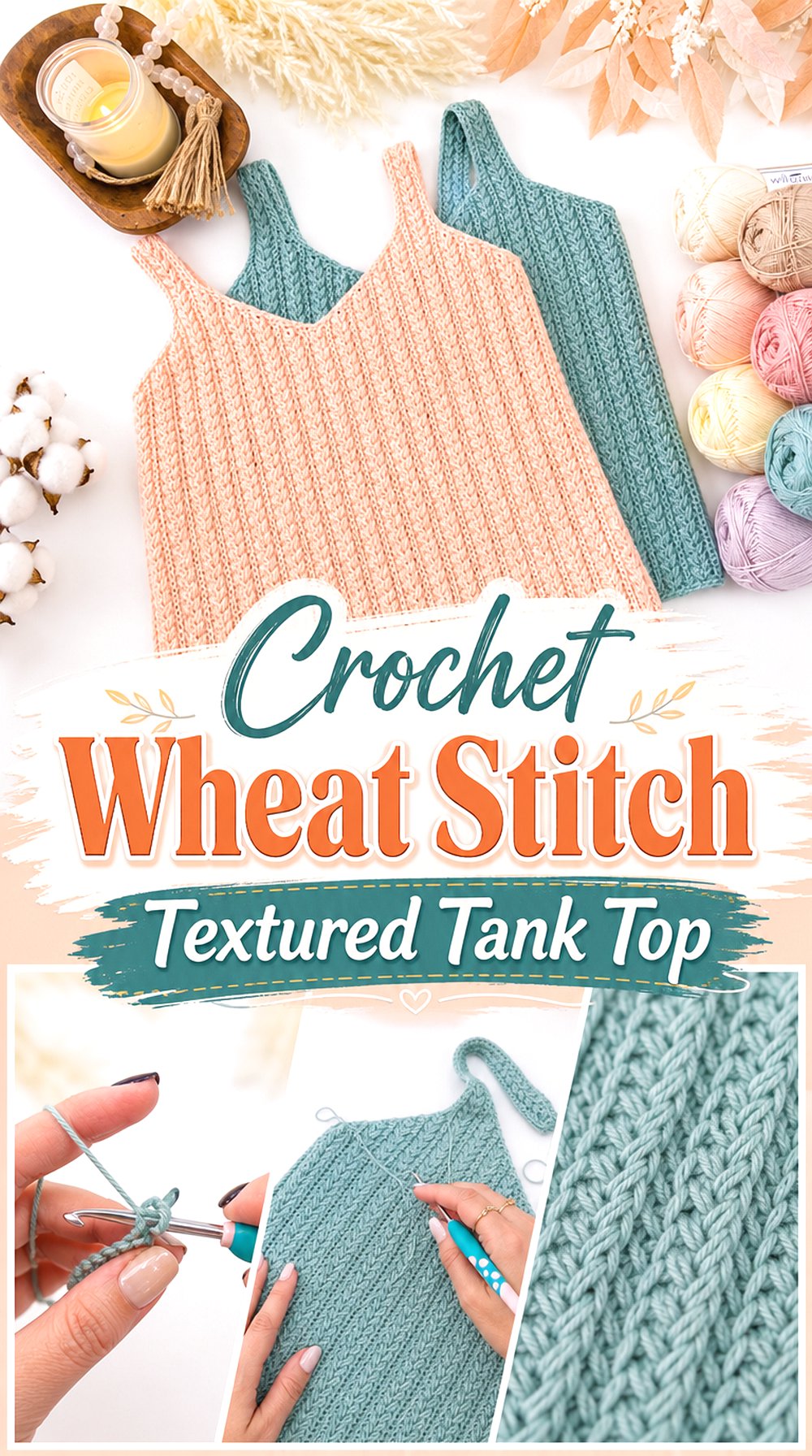 Crochet Wheat Stitch Textured Tank Top