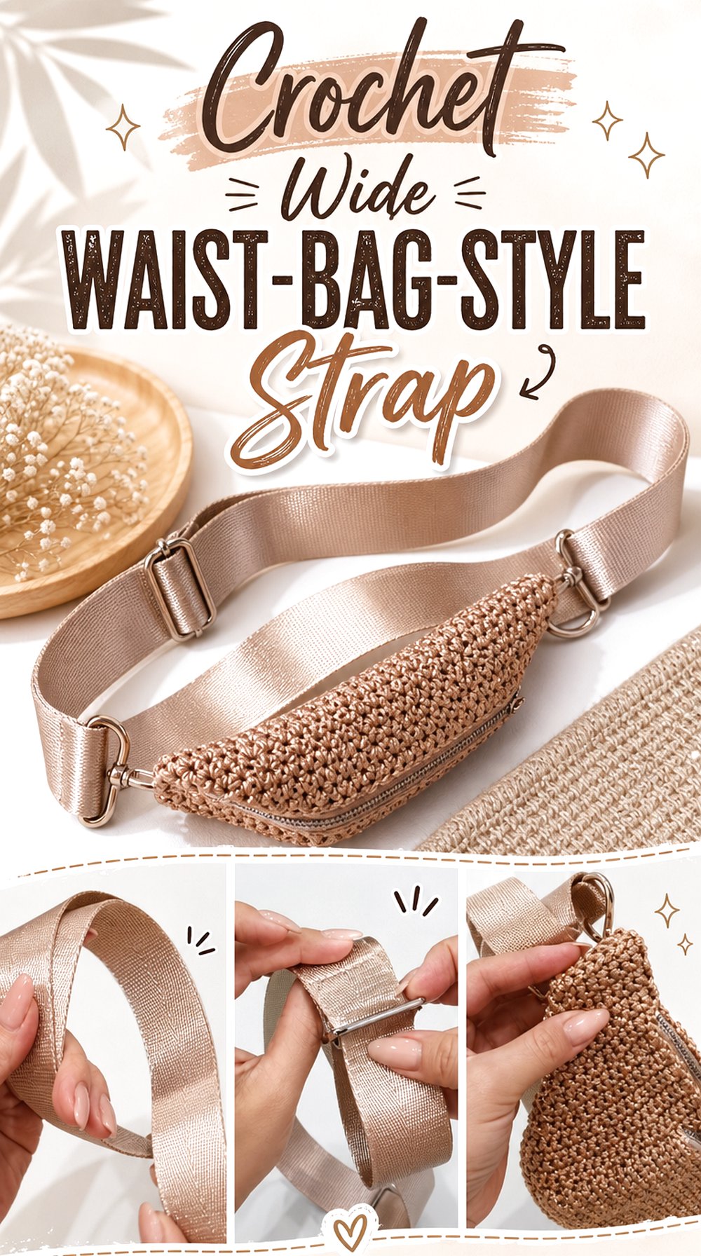 Crochet Wide Waist Bag Style Strap