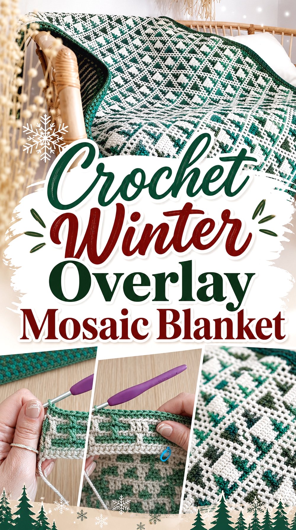 Crochet Winter Overlay Mosaic Blanket