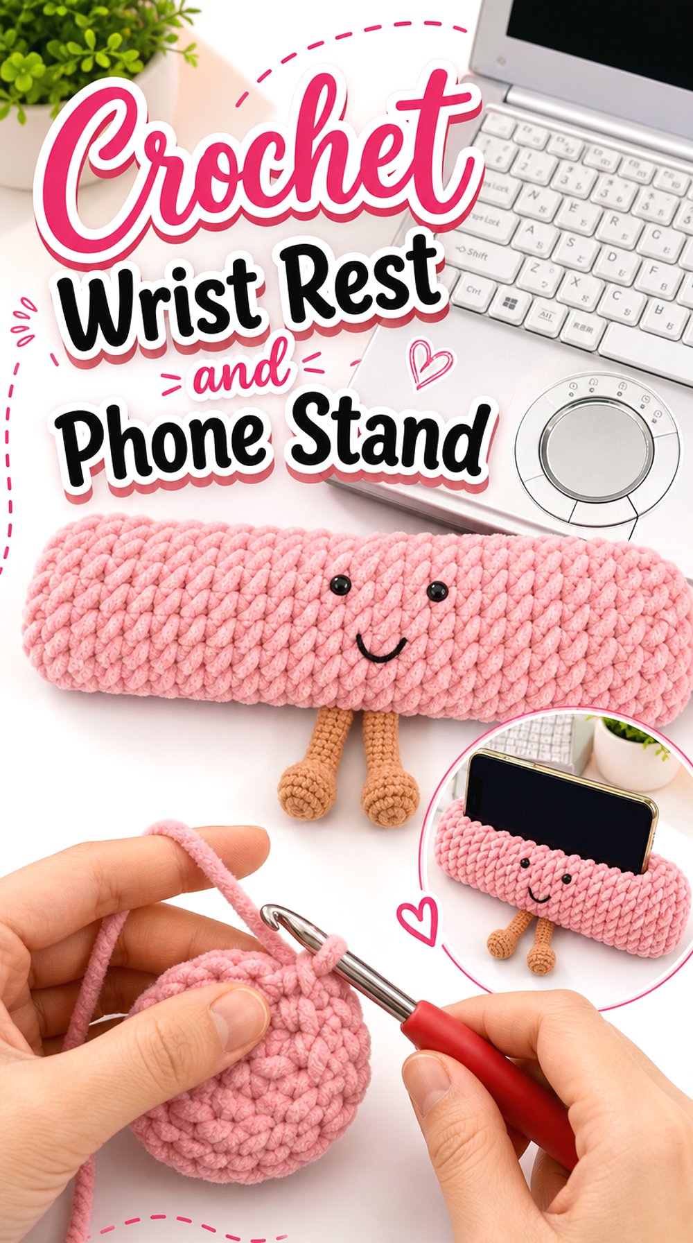 Crochet Wrist Rest and Phone Stand