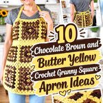 10 Chocolate Brown and Butter Yellow Crochet Granny Square Apron Ideas