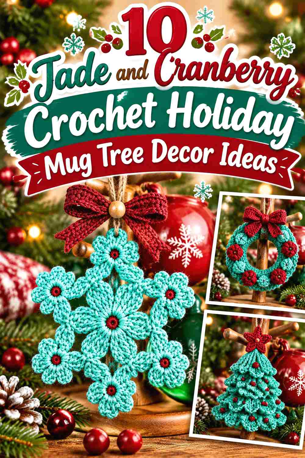 10 Jade and Cranberry Crochet Holiday Mug Tree Decor Ideas