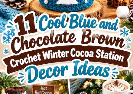 11 Cool Blue and Chocolate Brown Crochet Winter Cocoa Station Decor Ideas