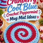 11 Cranberry and Cool Blue Crochet Peppermint Mug Mat Ideas