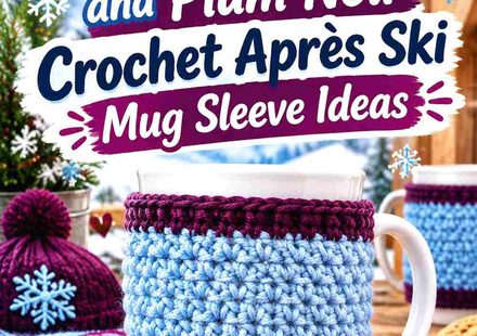 12 Cool Blue and Plum Noir Crochet Après Ski Mug Sleeve Ideas