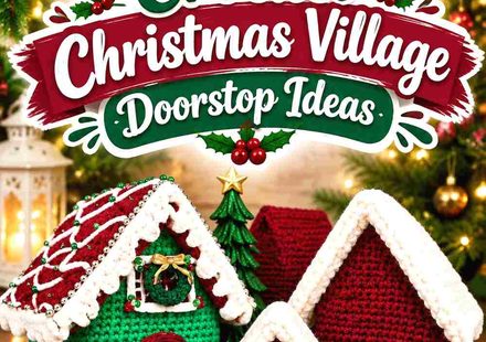 14 Jade and Burgundy Crochet Christmas Village Doorstop Ideas