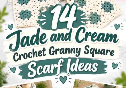 14 Jade and Cream Crochet Granny Square Scarf Ideas