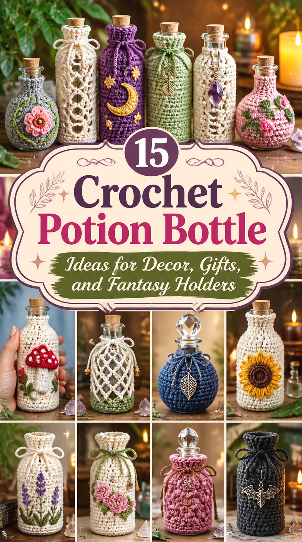Crochet Potion Bottle Ideas for Decor, Gifts, and Fantasy Holders