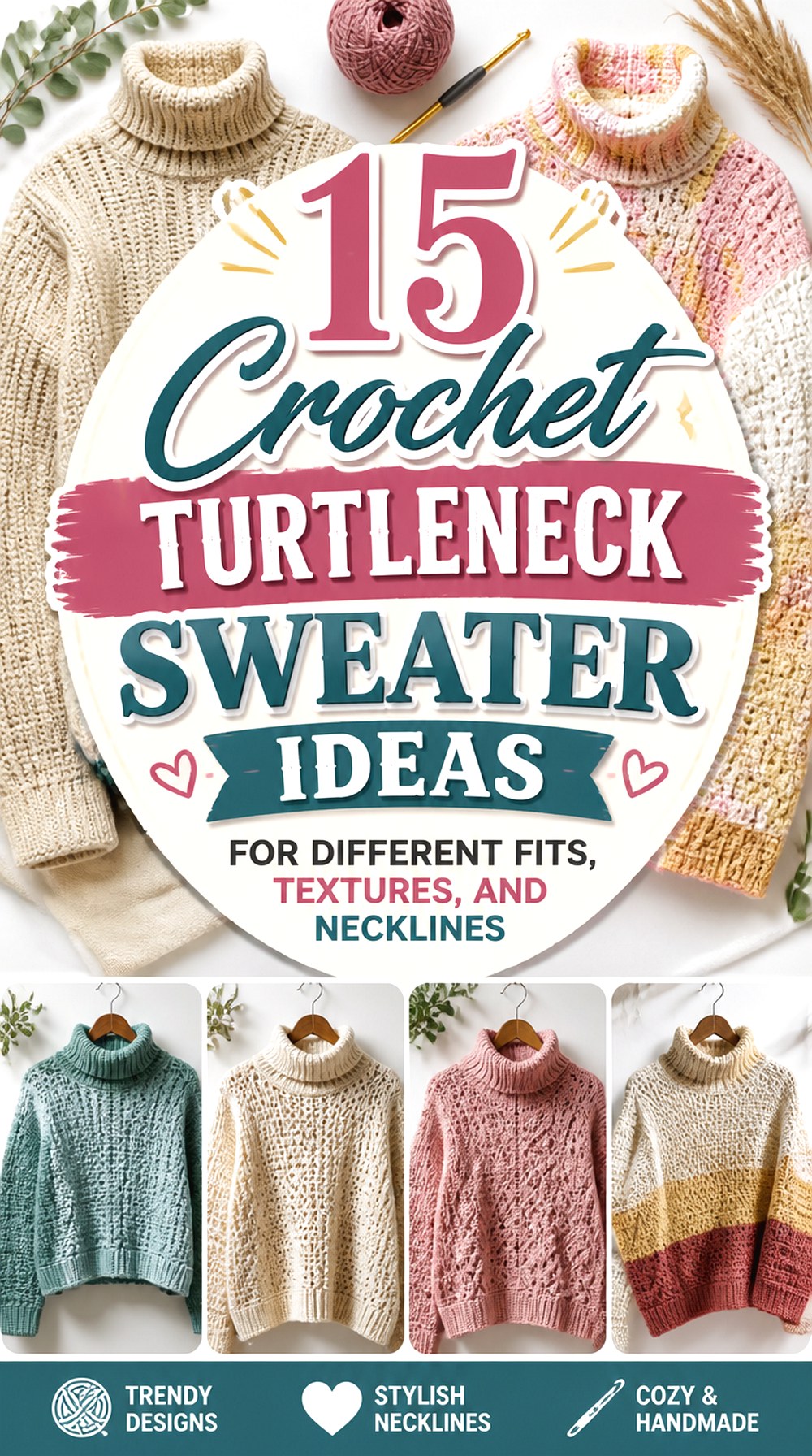 Crochet Turtleneck Sweater Ideas for Different Fits, Textures, and Necklines